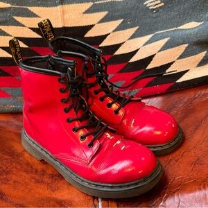 Dr. Martens Delaney Patent-Leather Zip-Up Combat Boots